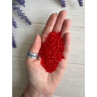 Намистини " Кришталеві круглі 4 мм ", червоні 250 грамів