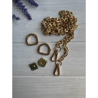 Комплект фурнітури ланцюжок+карабіни+напівкільця+магніт  № 36,  золото