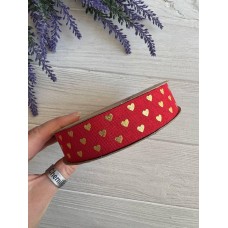 Мешковина с сердечками 2,5 см , красная    18 метров