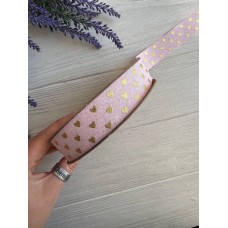 Мешковина с сердечками 2,5 см ,  розовая   18 метров