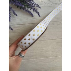 Мешковина с сердечками 2,5 см ,  белая   18 метров