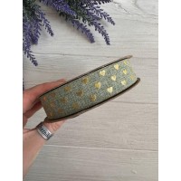 Мешковина с сердечками 2,5 см ,  зеленая   18 метров