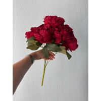 Букет пионов на ножке С30478, малиново бордовый
