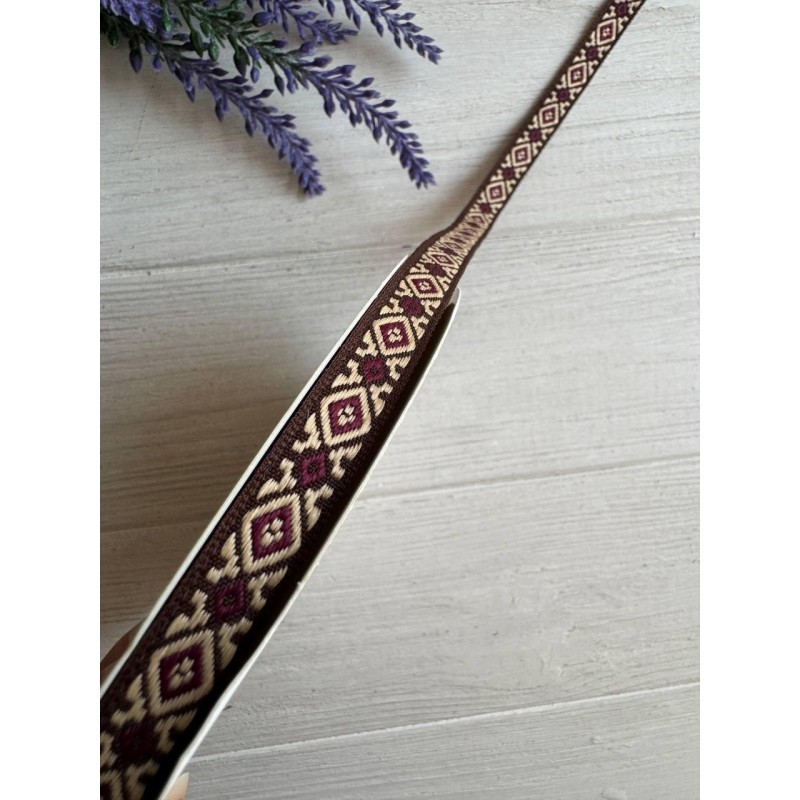 Тасьма жакардова з орнаментом " 19808 "  1.0 см , 22.5 метри