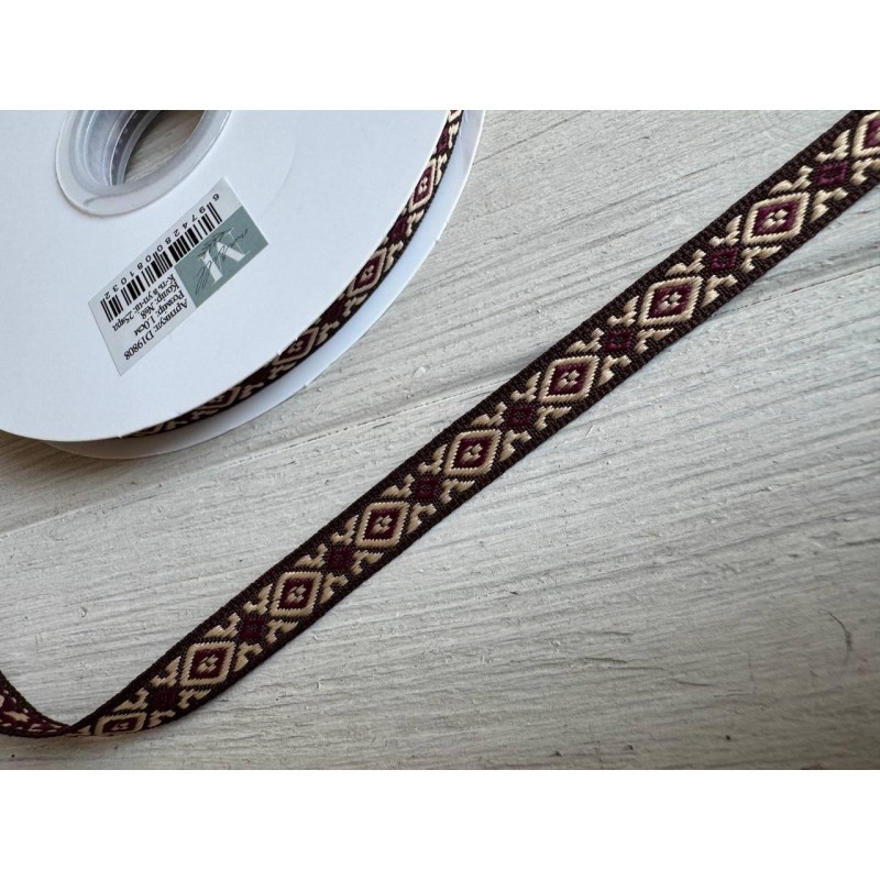 Тасьма жакардова з орнаментом " 19808 "  1.0 см , 22.5 метри