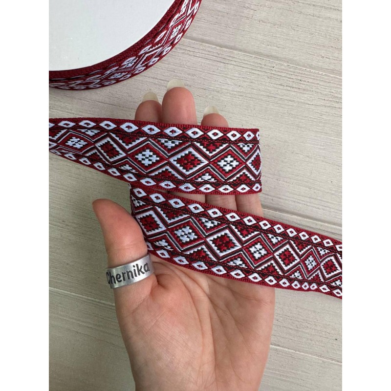 Тасьма жакардова з орнаментом " 19848 "  3,2 см , 22.5 метри