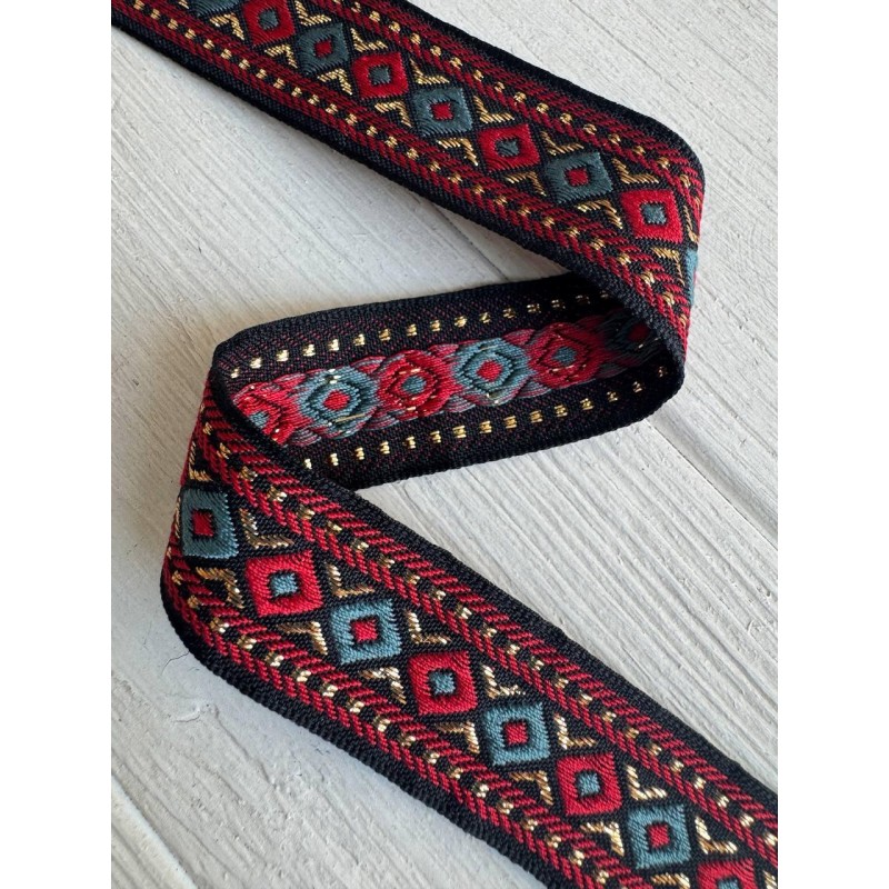 Тасьма жакардова з орнаментом " 19849 "  2,5 см , 22.5 метри