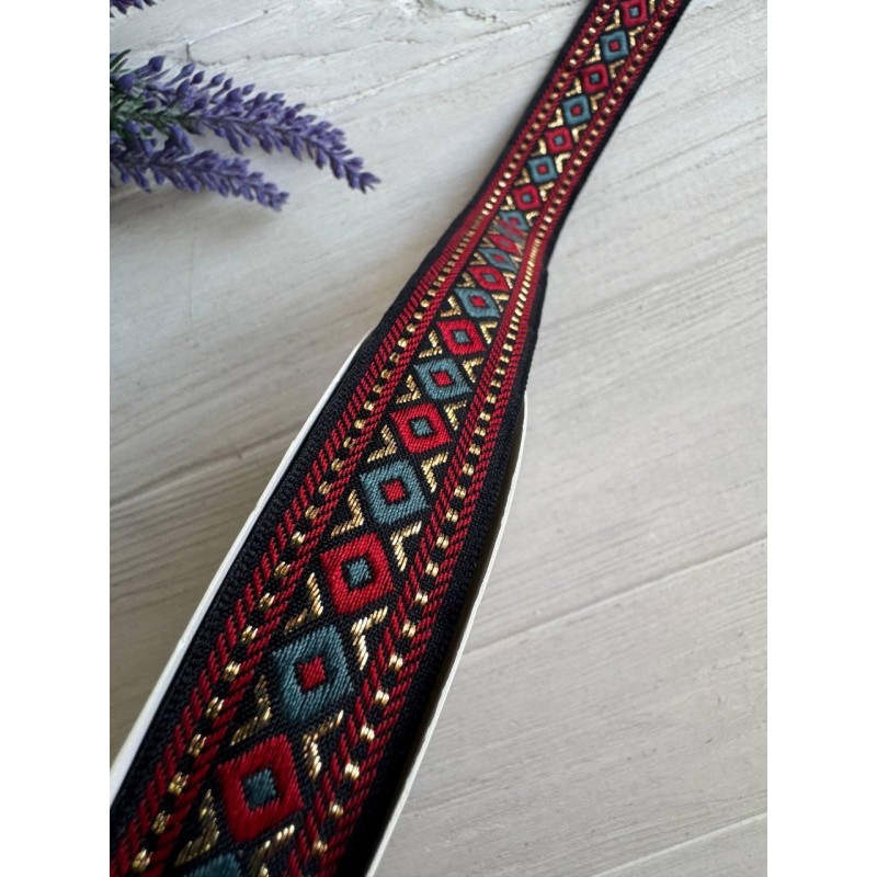 Тасьма жакардова з орнаментом " 19849 "  2,5 см , 22.5 метри