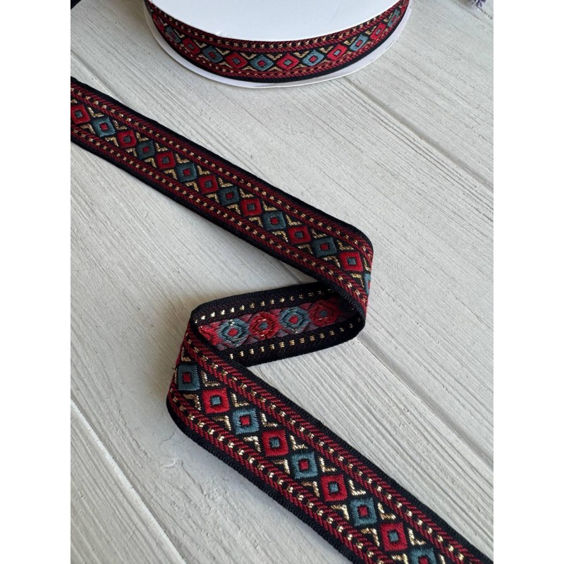 Тасьма жакардова з орнаментом " 19849 "  2,5 см , 22.5 метри