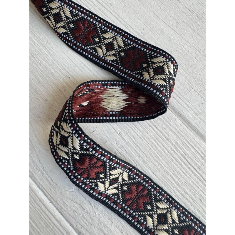 Тасьма жакардова з орнаментом " 19850 "  2,5 см , 22.5 метри