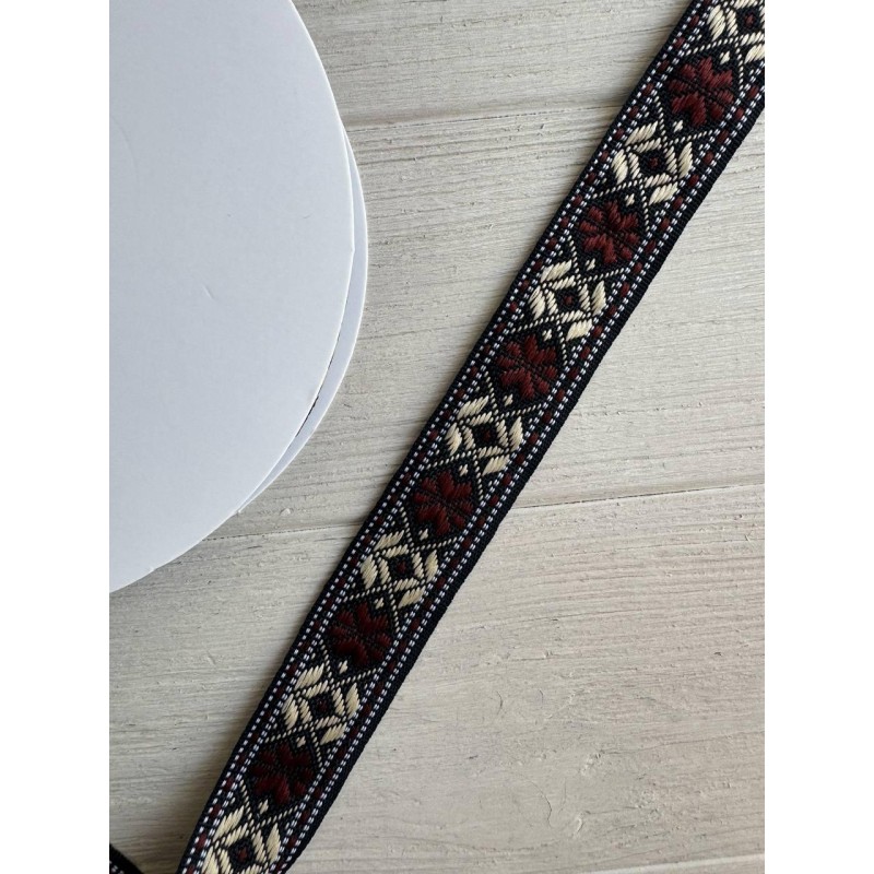 Тасьма жакардова з орнаментом " 19850 "  2,5 см , 22.5 метри