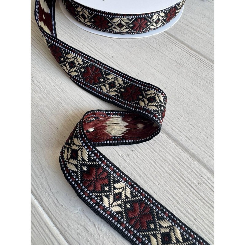 Тасьма жакардова з орнаментом " 19850 "  2,5 см , 22.5 метри