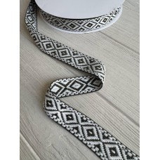 Тесьма жаккардовая с орнаментом " 19846 "  2,5 см ,     22.5 метра