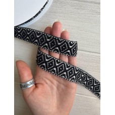 Тесьма жаккардовая с орнаментом " 19845 "  2,5 см ,     22.5 метра