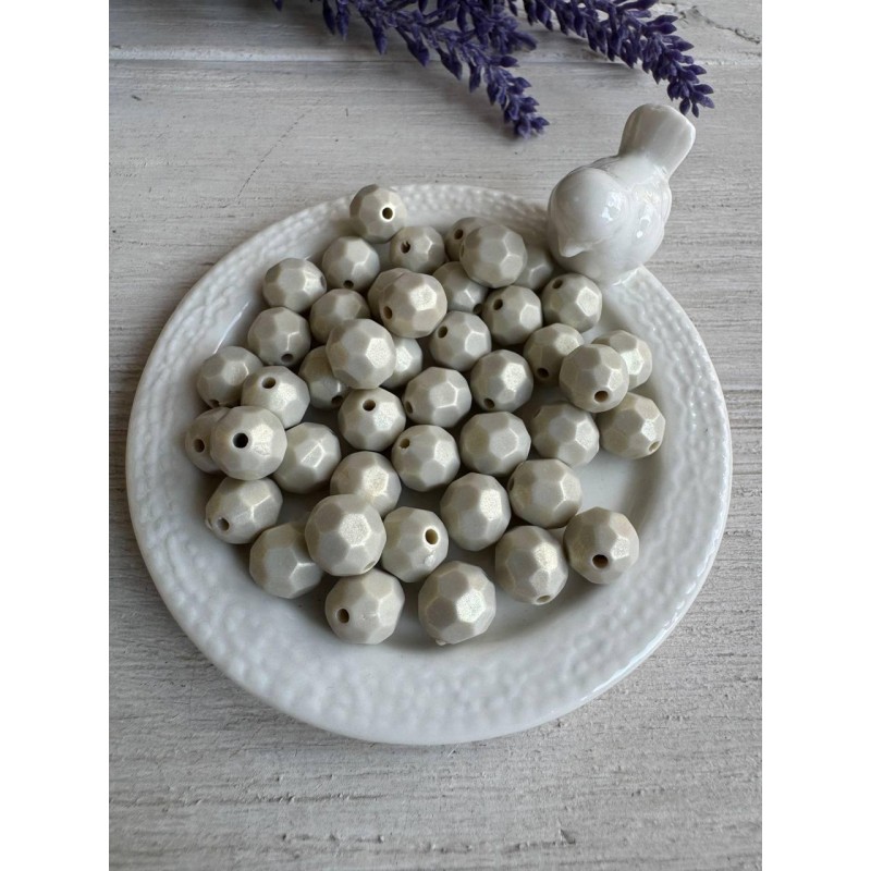 20 грам намистини " Акрил перламутровий " гранований круглий золотистий беж