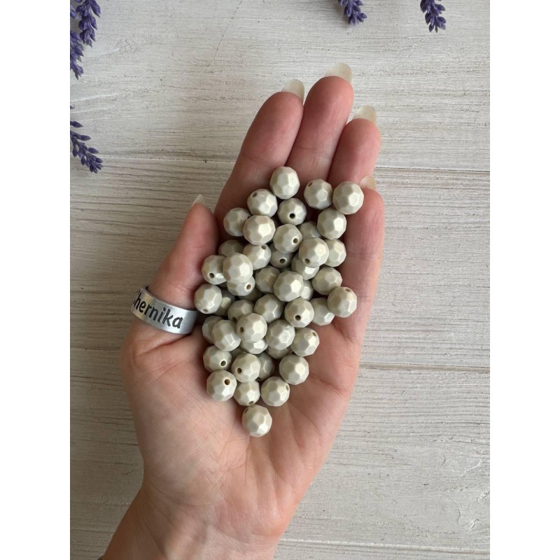 20 грам намистини " Акрил перламутровий " гранований круглий золотистий беж
