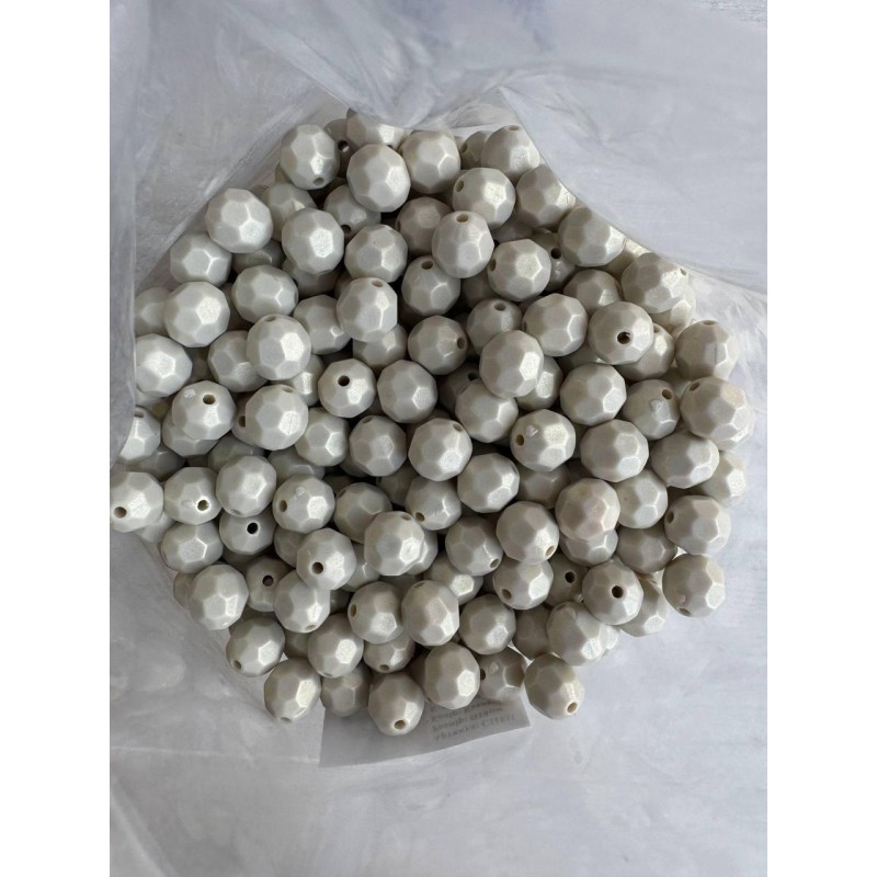 20 грам намистини " Акрил перламутровий " гранований круглий золотистий беж