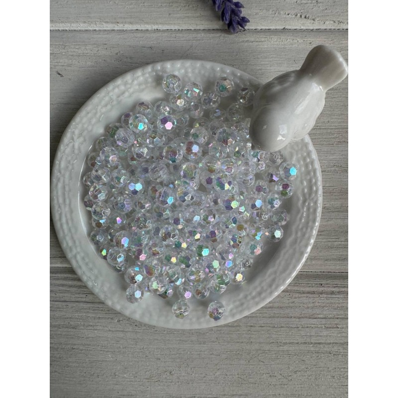 Намистини " Кришталеві Хамелеон круглі " 6 мм , білі 500 грам