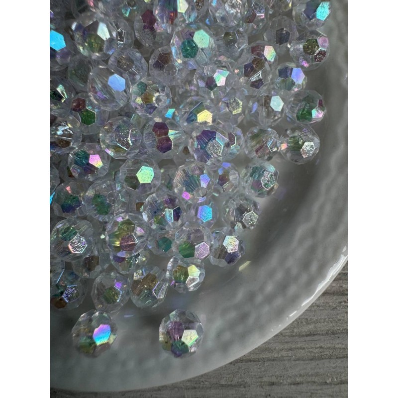 Намистини " Кришталеві Хамелеон круглі " 6 мм , білі 500 грам