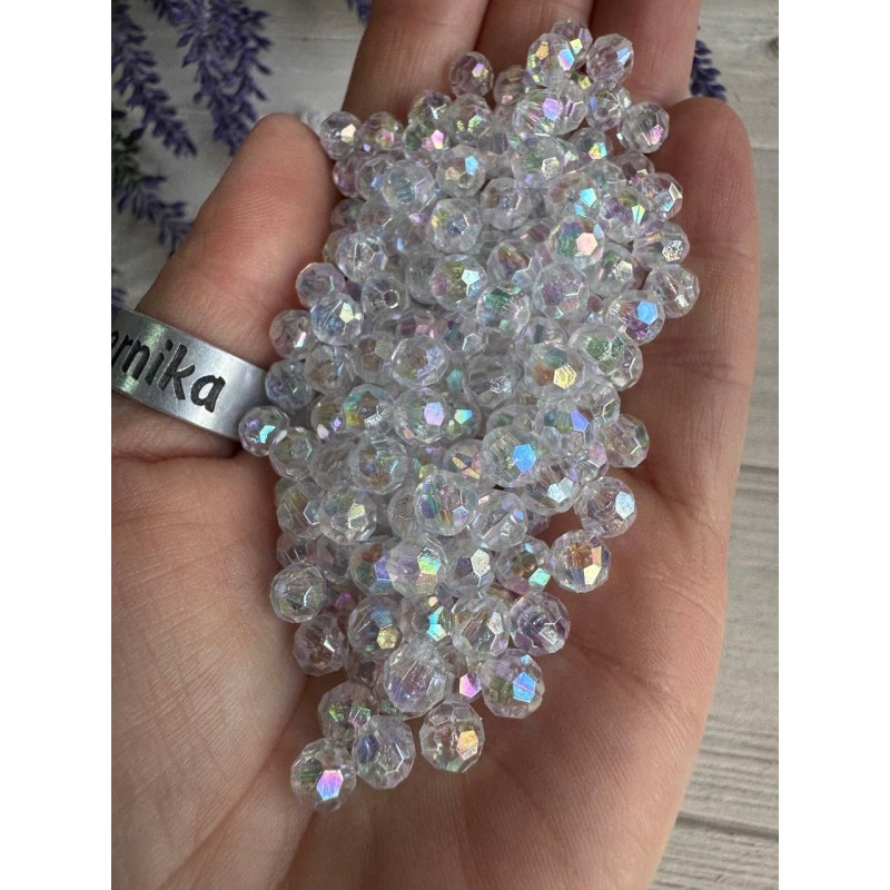 Намистини " Кришталеві Хамелеон круглі " 6 мм , білі 500 грам