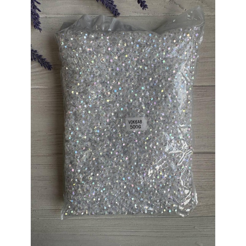 Намистини " Кришталеві Хамелеон круглі " 6 мм , білі 500 грам