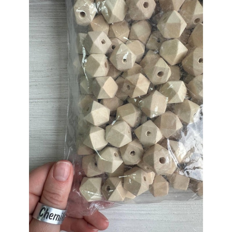 Намистини дерев'яні куб, 16 мм  натуральний колір 500 грамів