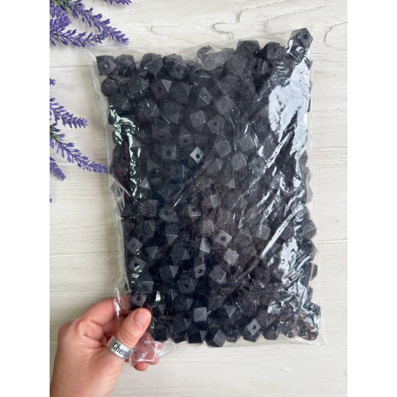 Намистини дерев'яні куб, 16 мм чорні  500 грамів