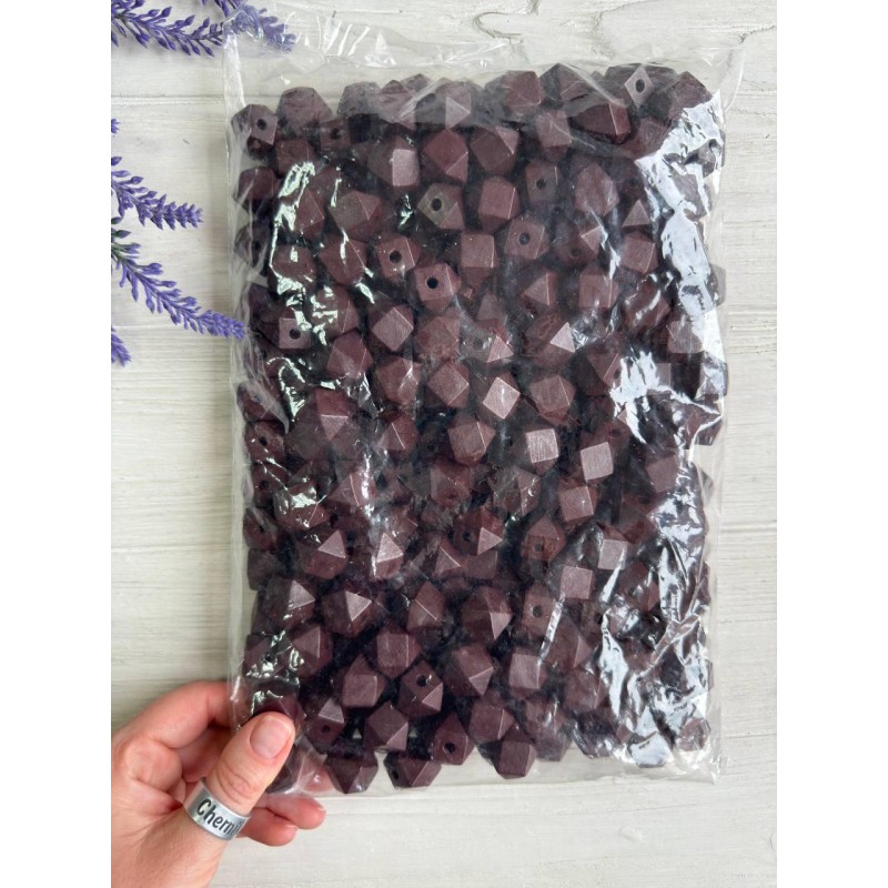 Намистини дерев'яні куб, 16 мм бордово коричневі  500 грамів