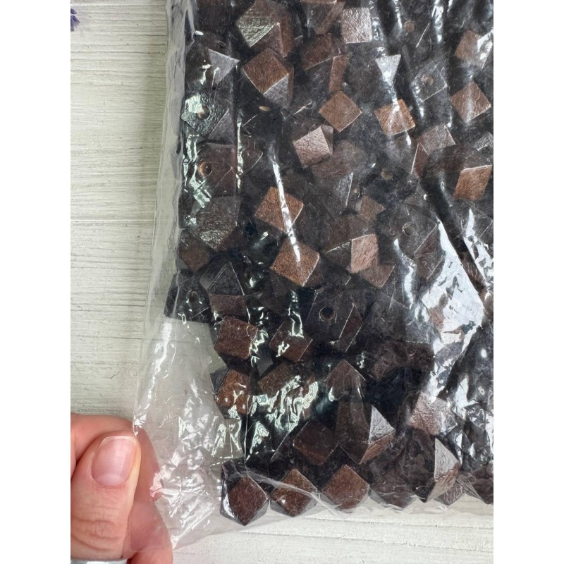 Намистини дерев'яні куб, 16 мм темно коричневий   500 грамів