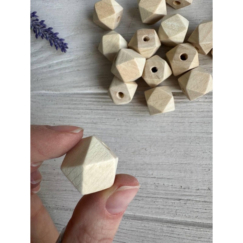 Намистини дерев'яні куб, 16 мм  натуральний колір 500 грамів