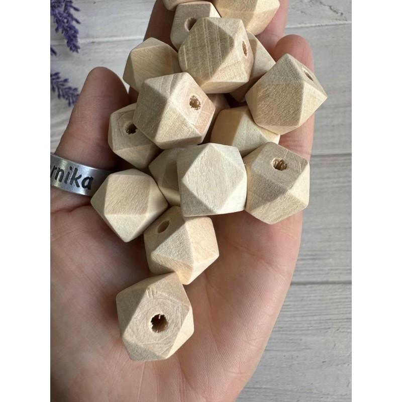 Намистини дерев'яні куб, 16 мм  натуральний колір 500 грамів