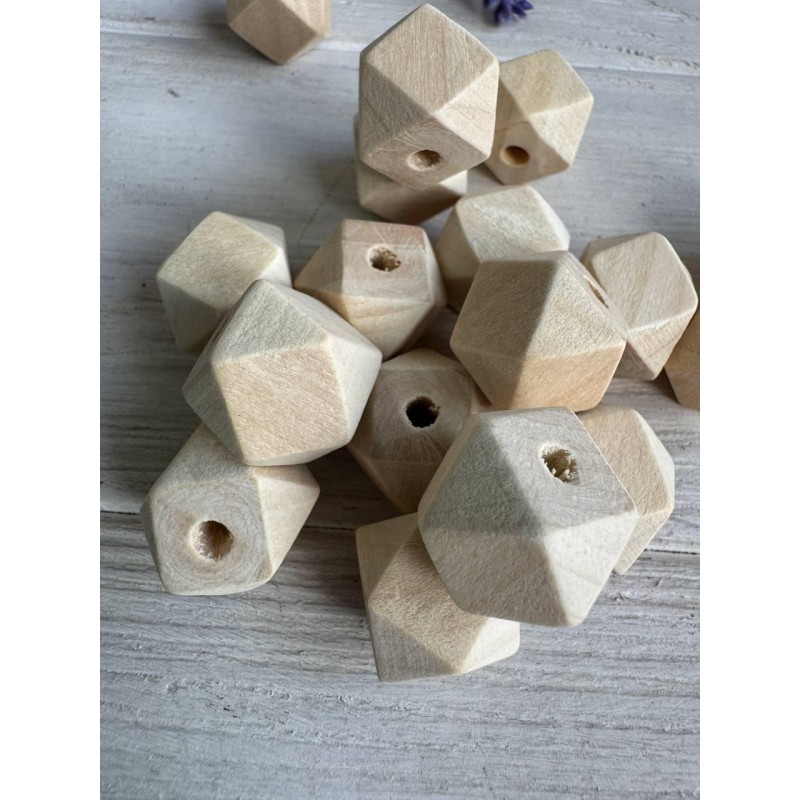 Намистини дерев'яні куб, 16 мм  натуральний колір 500 грамів