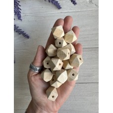 Намистини дерев'яні куб, 16 мм  натуральний колір 500 грамів