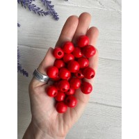Бусины деревянные круглые 14 мм, красные 500 грам