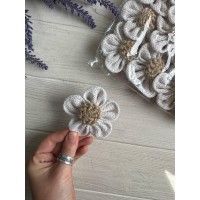 Квіти з мішковини 30475 , білі 12 шт