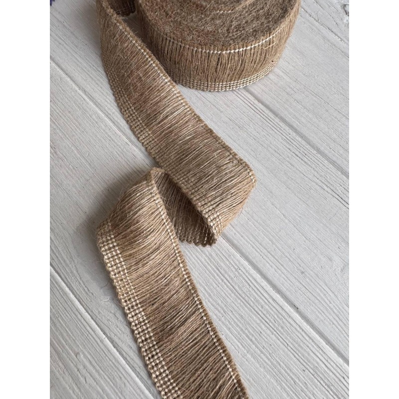 Стрічка мішковина " Бахрома 19340 " 4 см , рулон 10  метрів