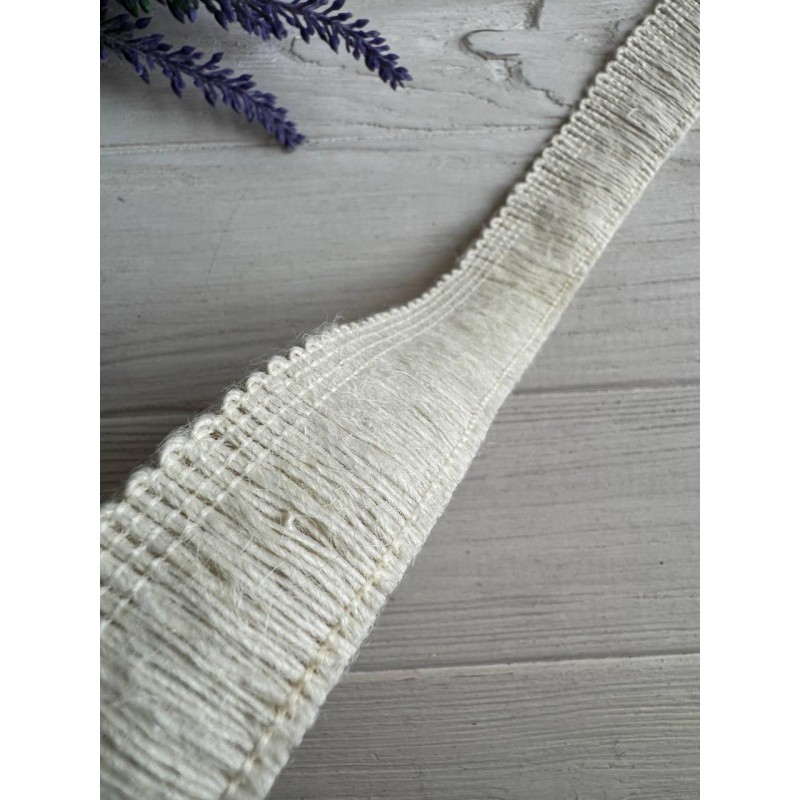 Стрічка мішковина " Бахрома 19330 " біла 3 см , рулон 10  метрів