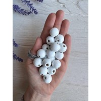 Бусины деревянные круглые 16 мм, белые 500 грам