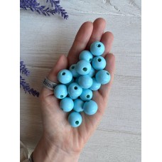 Намистини дерев'яні круглі 16 мм, голубі  500 грамів