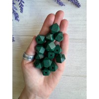 Бусины деревянные куб, 14 мм темно зеленые  500 грам