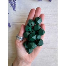 Намистини дерев'яні куб, 16 мм  темно зелені 500 грамів