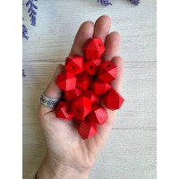Бусины деревянные куб, 16 мм красные  500 грам
