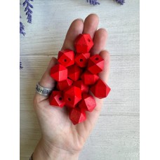 Намистини дерев'яні куб, 16 мм червоні  500 грамів