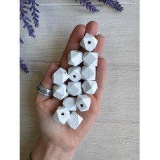 Намистини дерев'яні куб, 16 мм білі  500 грамів