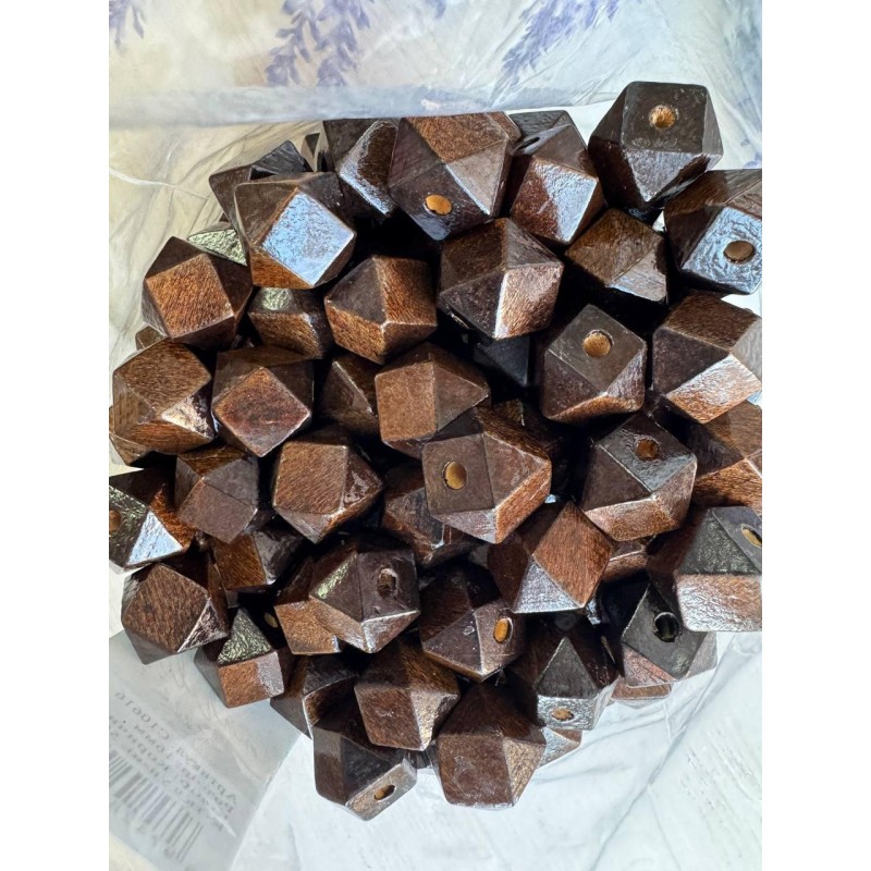 Намистини дерев'яні куб, 16 мм темно коричневий   500 грамів