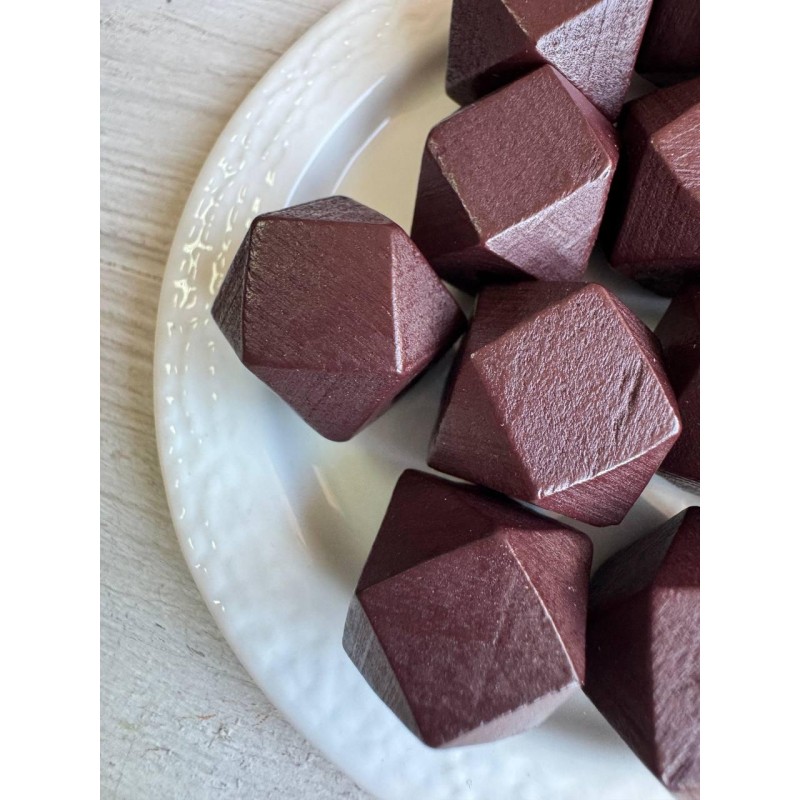 Намистини дерев'яні куб, 16 мм бордово коричневі  500 грамів