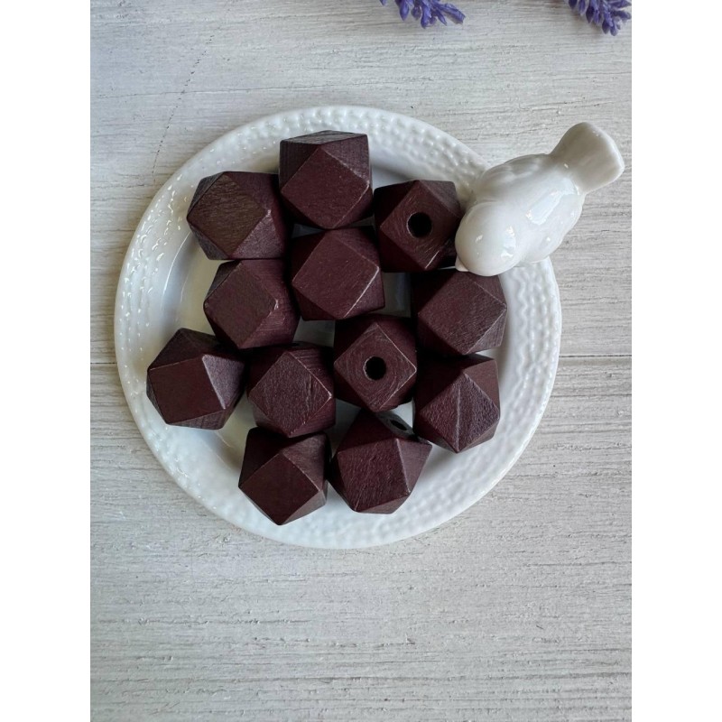 Намистини дерев'яні куб, 16 мм бордово коричневі  500 грамів