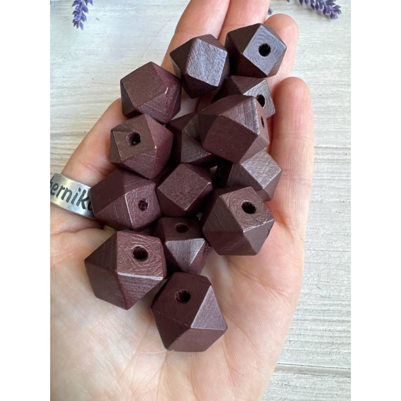 Намистини дерев'яні куб, 16 мм бордово коричневі  500 грамів