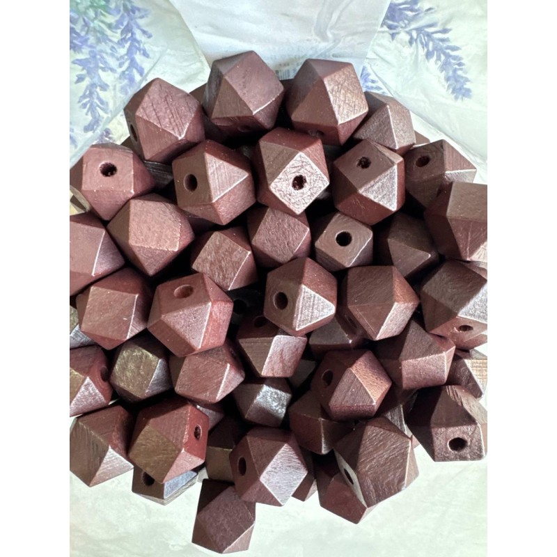 Намистини дерев'яні куб, 16 мм бордово коричневі  500 грамів