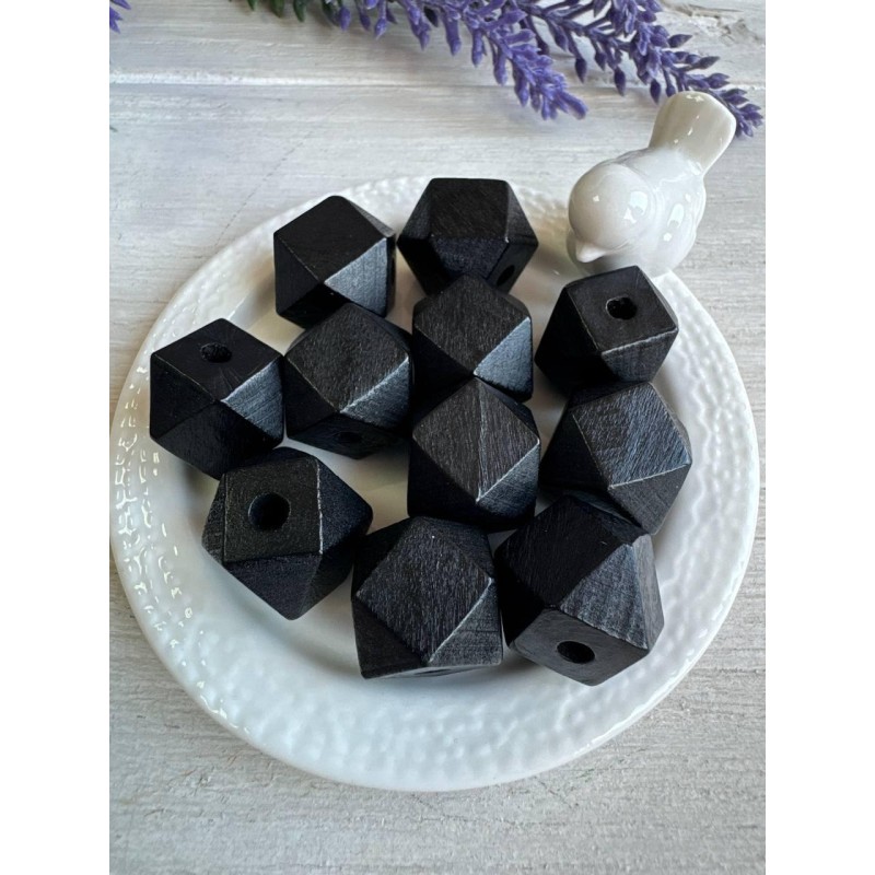 Намистини дерев'яні куб, 16 мм чорні  500 грамів